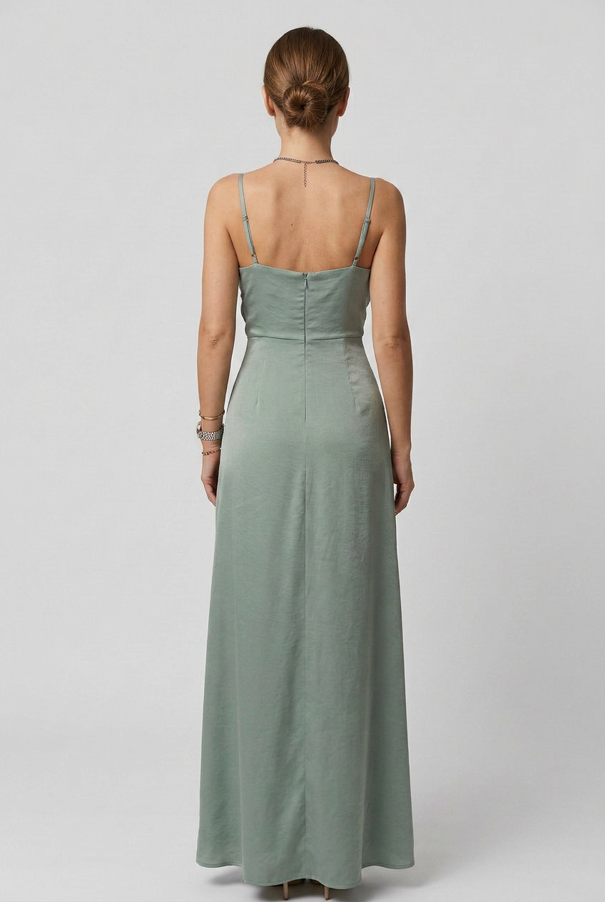 Women’s Sleeveless V-Neck High Slit Dress | Maxi - 2