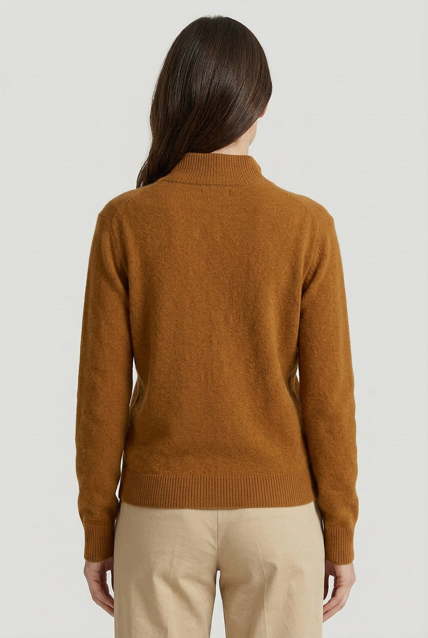 Women's Stand Collar Long Sleeve Knit Cardigan | Ribbed Cuffs - 2