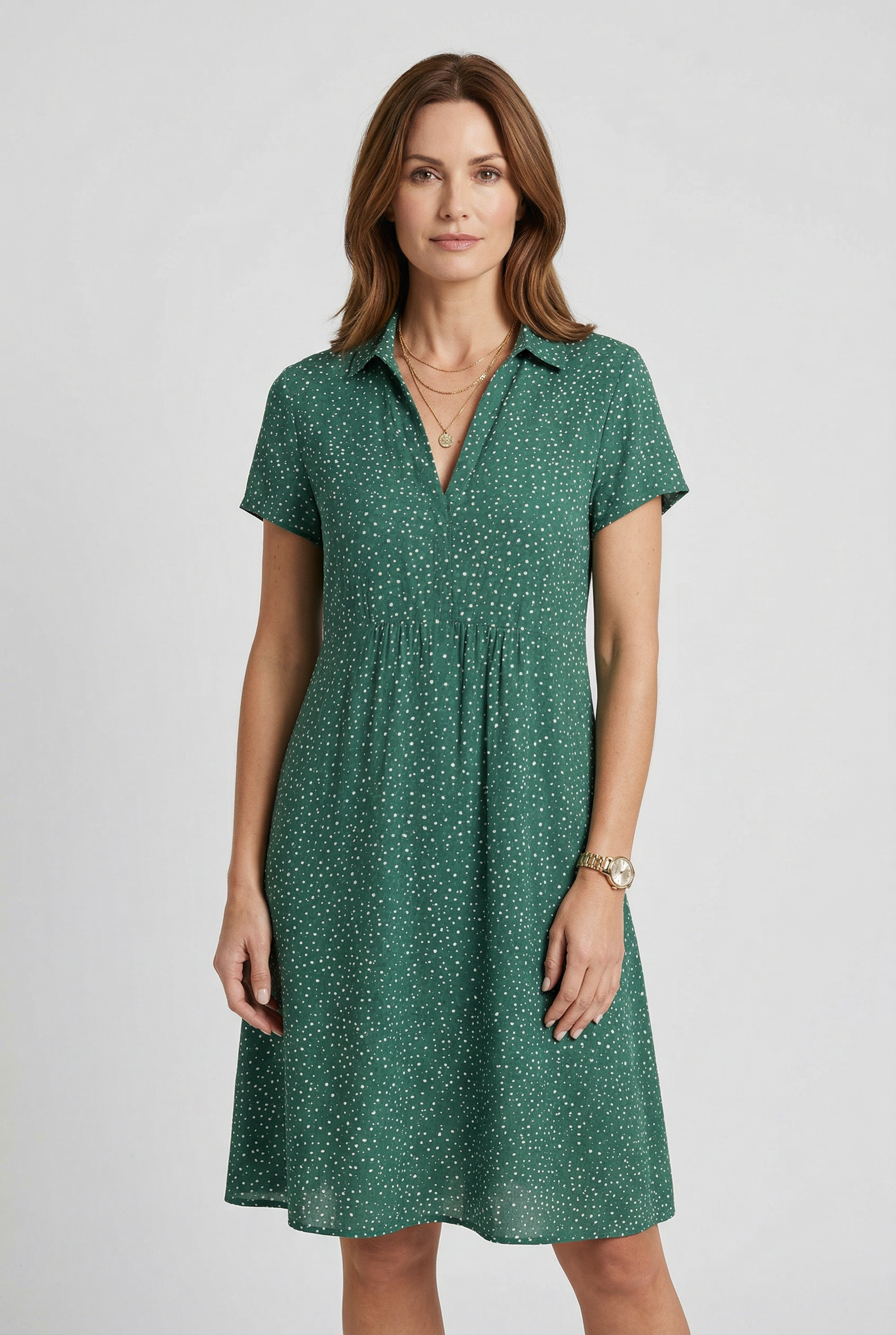 Women’s Summer Dress | Collared Split Neck Midi - 1