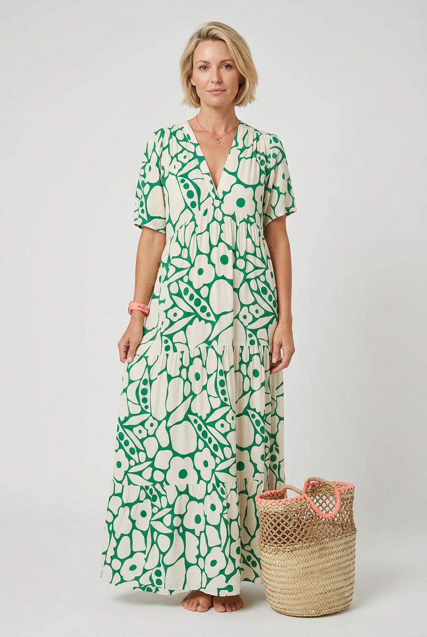 Women’s Summer Dress | Midi Length with V-neck - 1