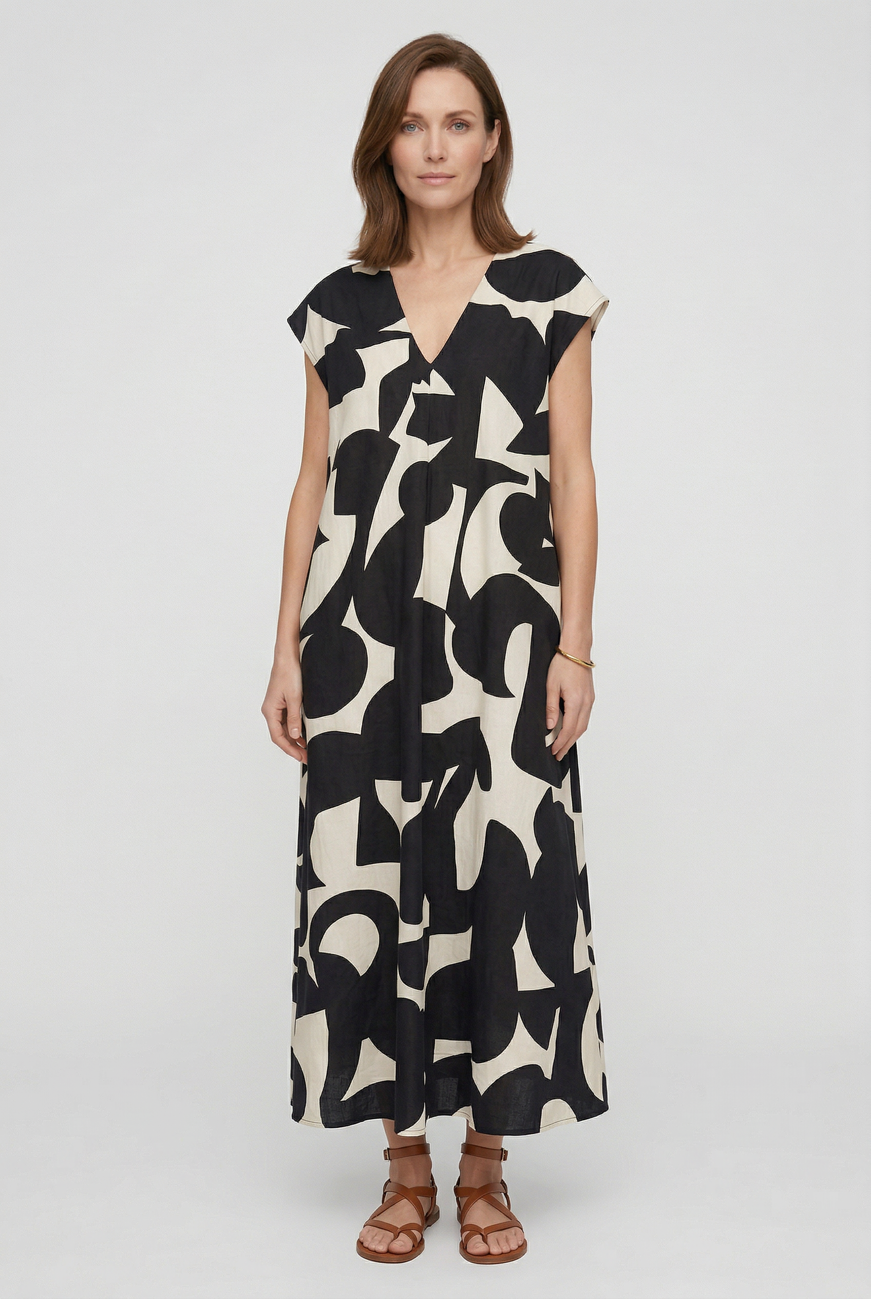 Women’s Summer Dress | V Neck Maxi with Print - 1