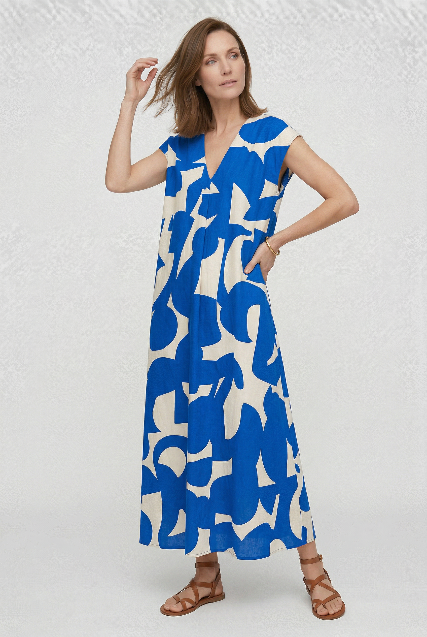 Women’s Summer Dress | V Neck Maxi with Print - 5