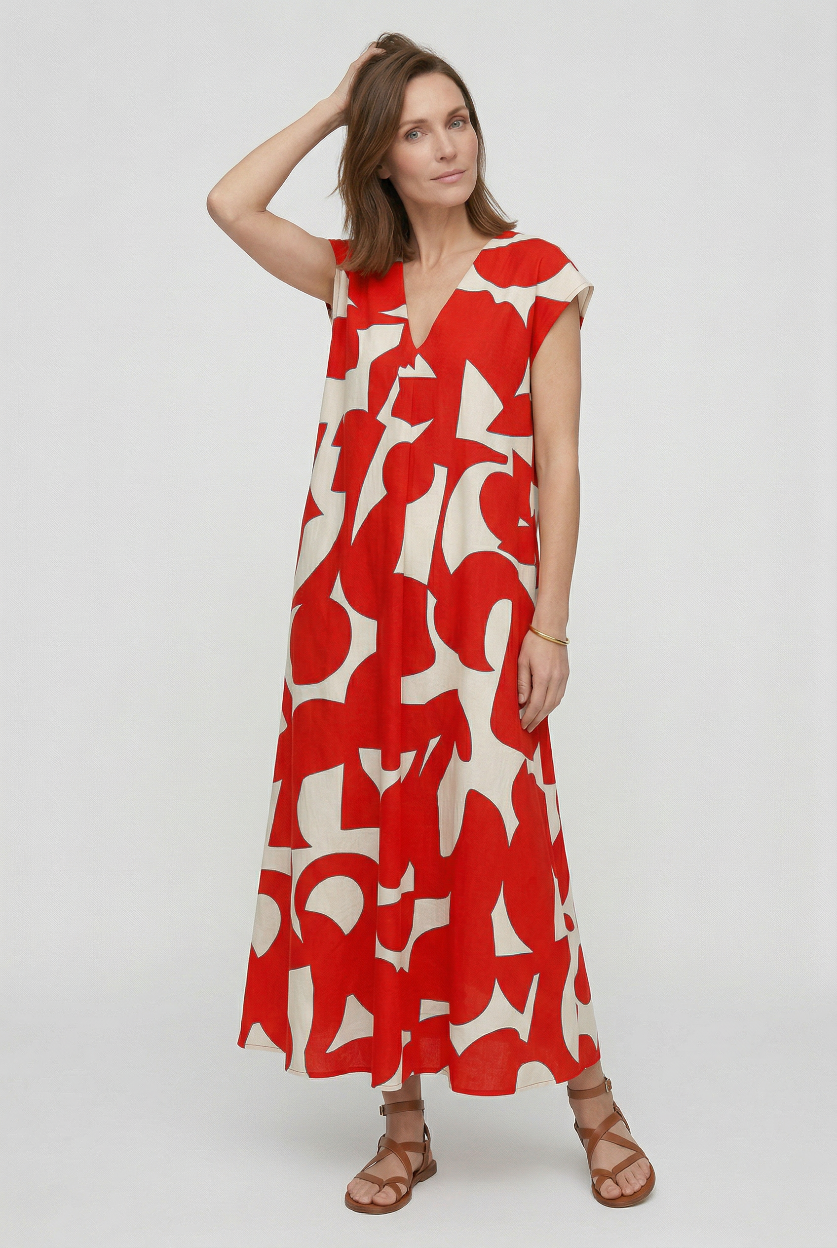 Women’s Summer Dress | V Neck Maxi with Print - 7