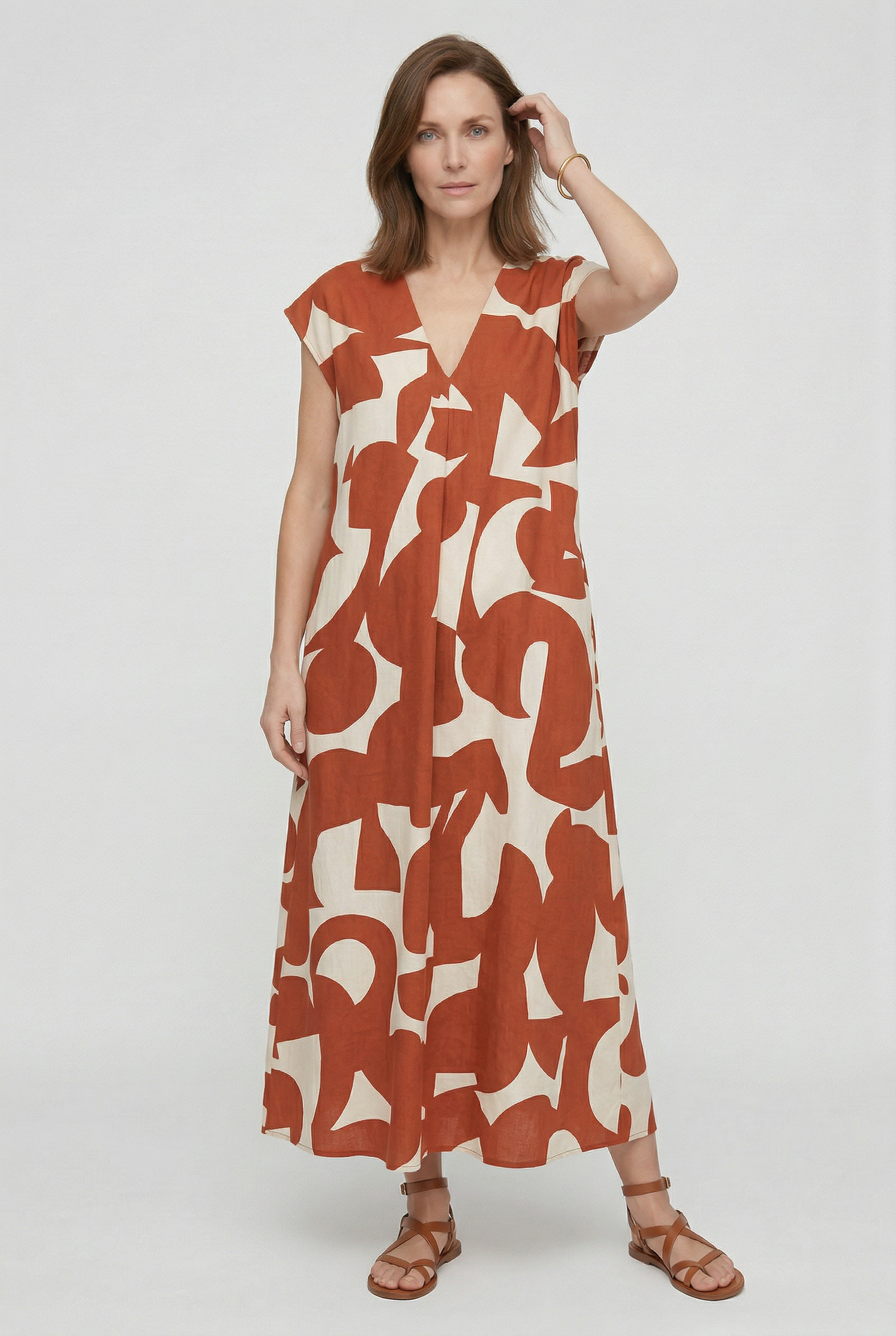 Women’s Summer Dress | V Neck Maxi with Print - 8