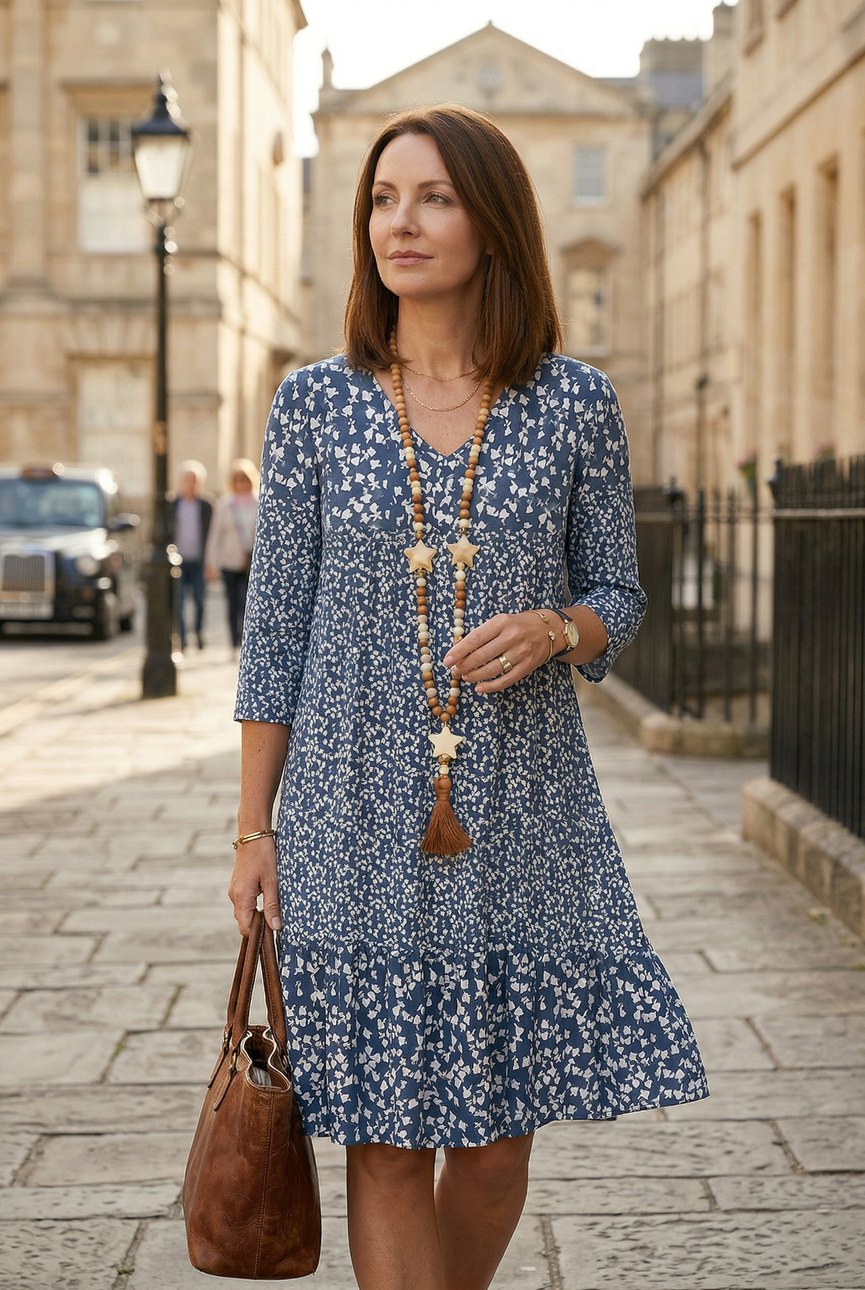 Women’s Summer Dresses | V Neck Midi with Print - 4