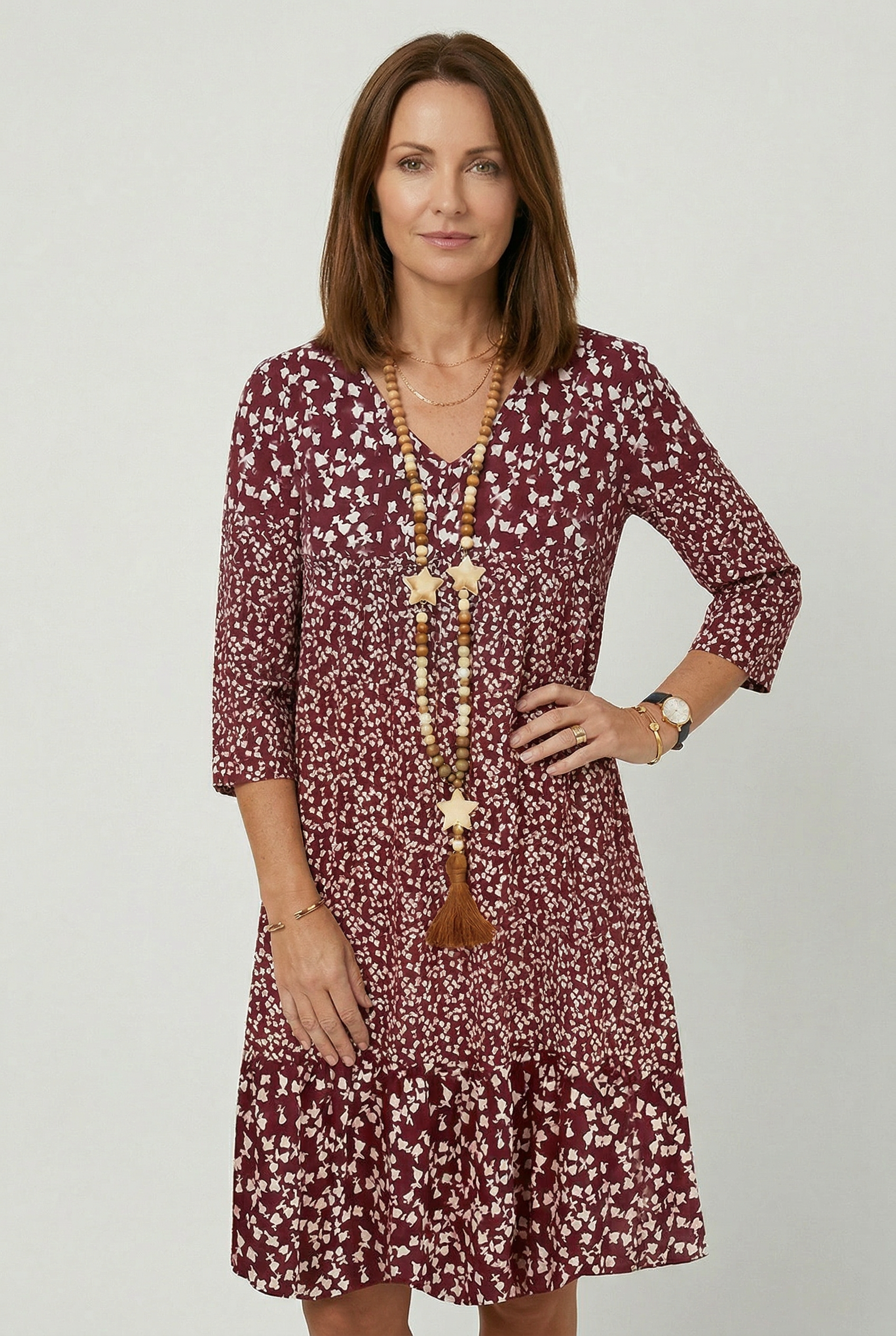 Women’s Summer Dresses | V Neck Midi with Print - 5