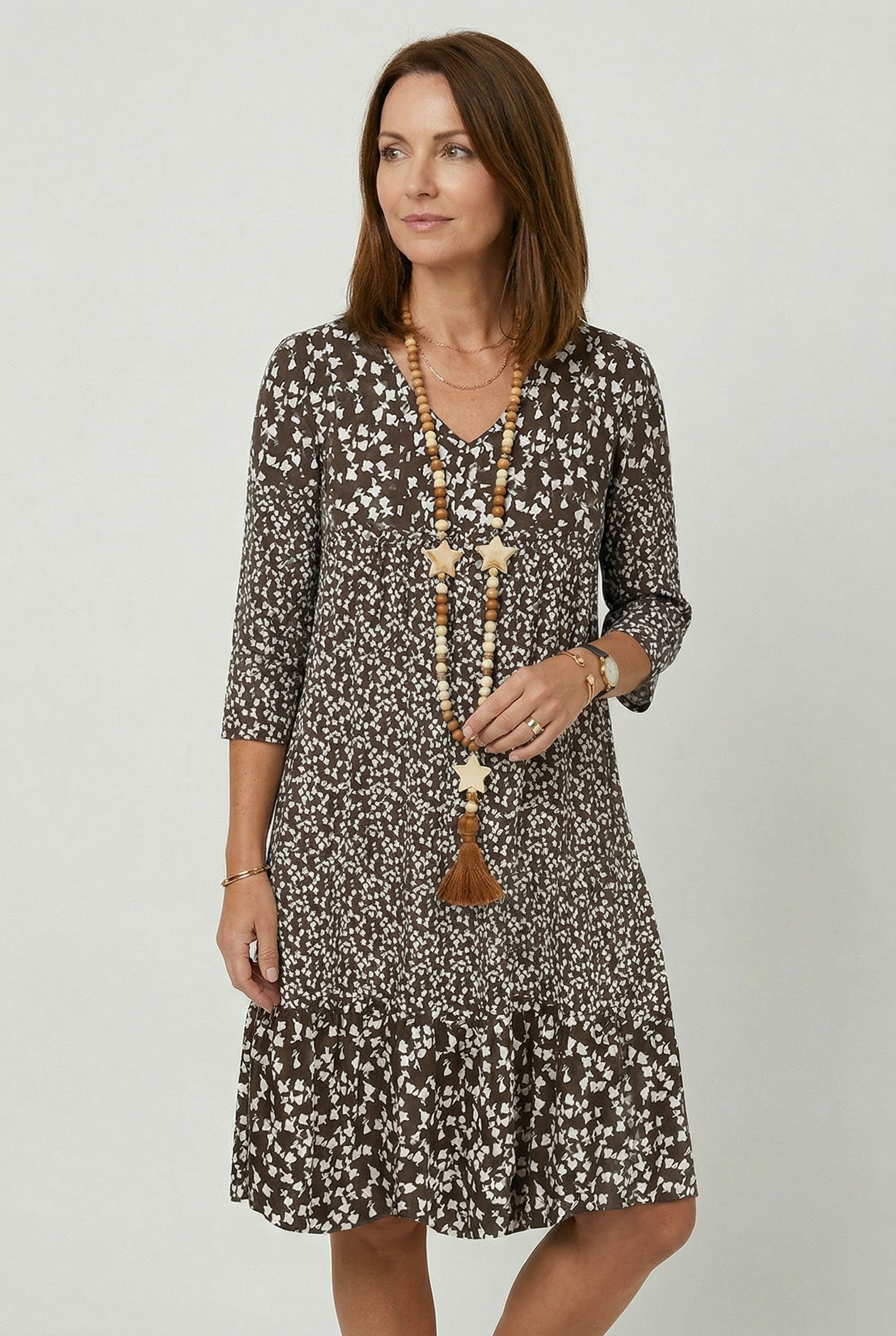 Women’s Summer Dresses | V Neck Midi with Print - 6