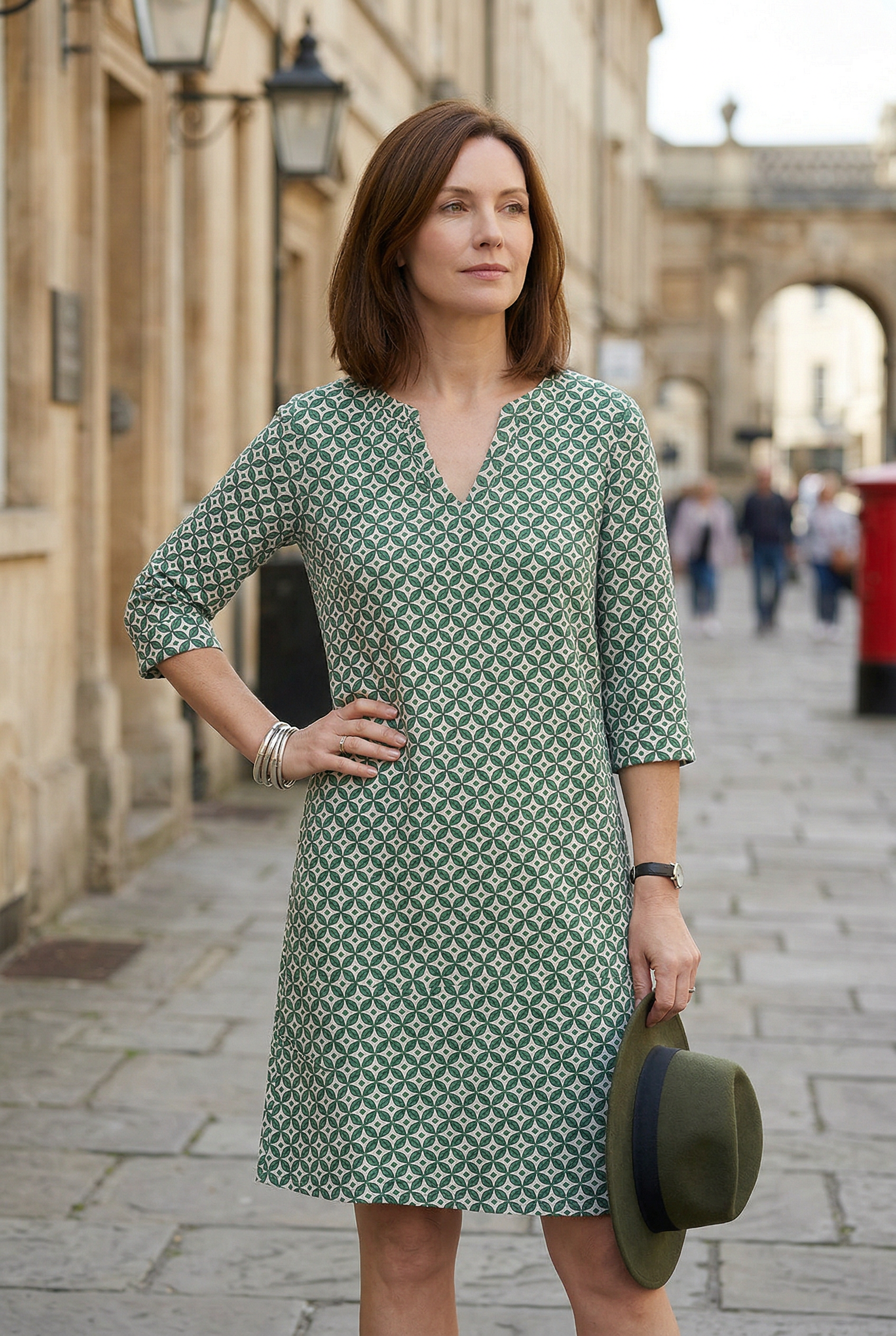 Women’s Summer Dresses | Vintage Print Split Neck - 4