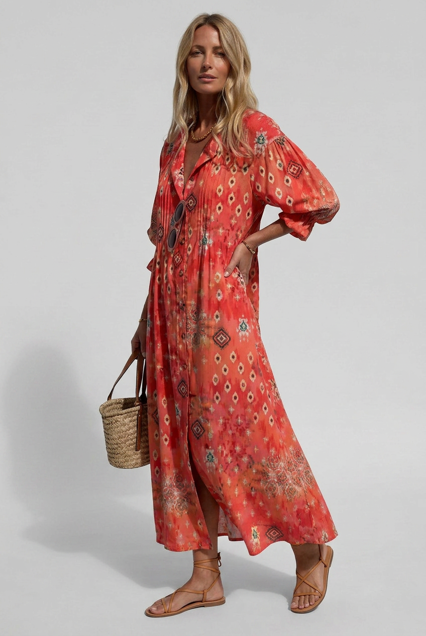 Women’s Summer Printed Shirt Dress | Maxi - 7
