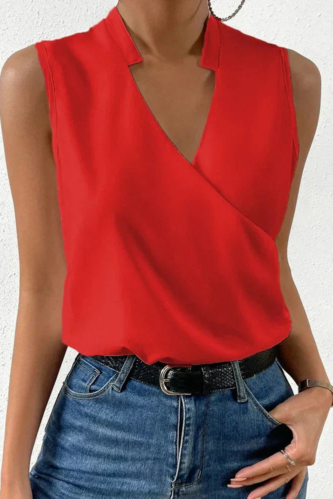 Women’s Summer Top | Sleeveless Wrap V Neck - 5