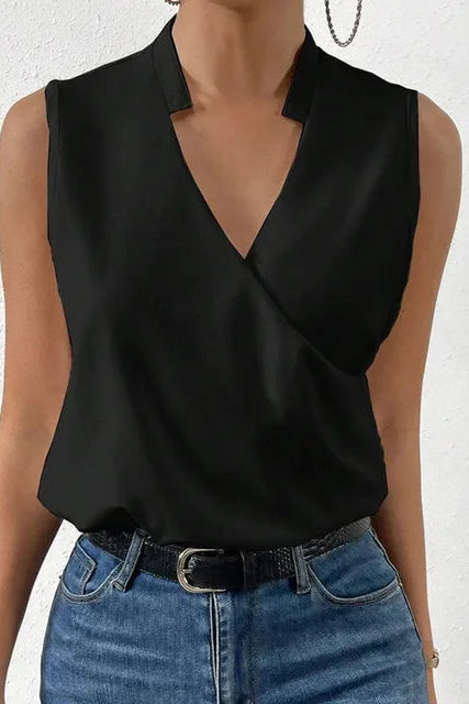 Women’s Summer Top | Sleeveless Wrap V Neck - 8