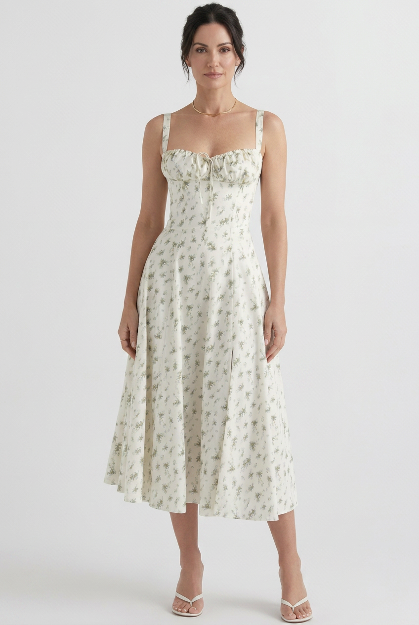 Women’s Sweetheart Neck Sleeveless Summer Dress | Midi - 1