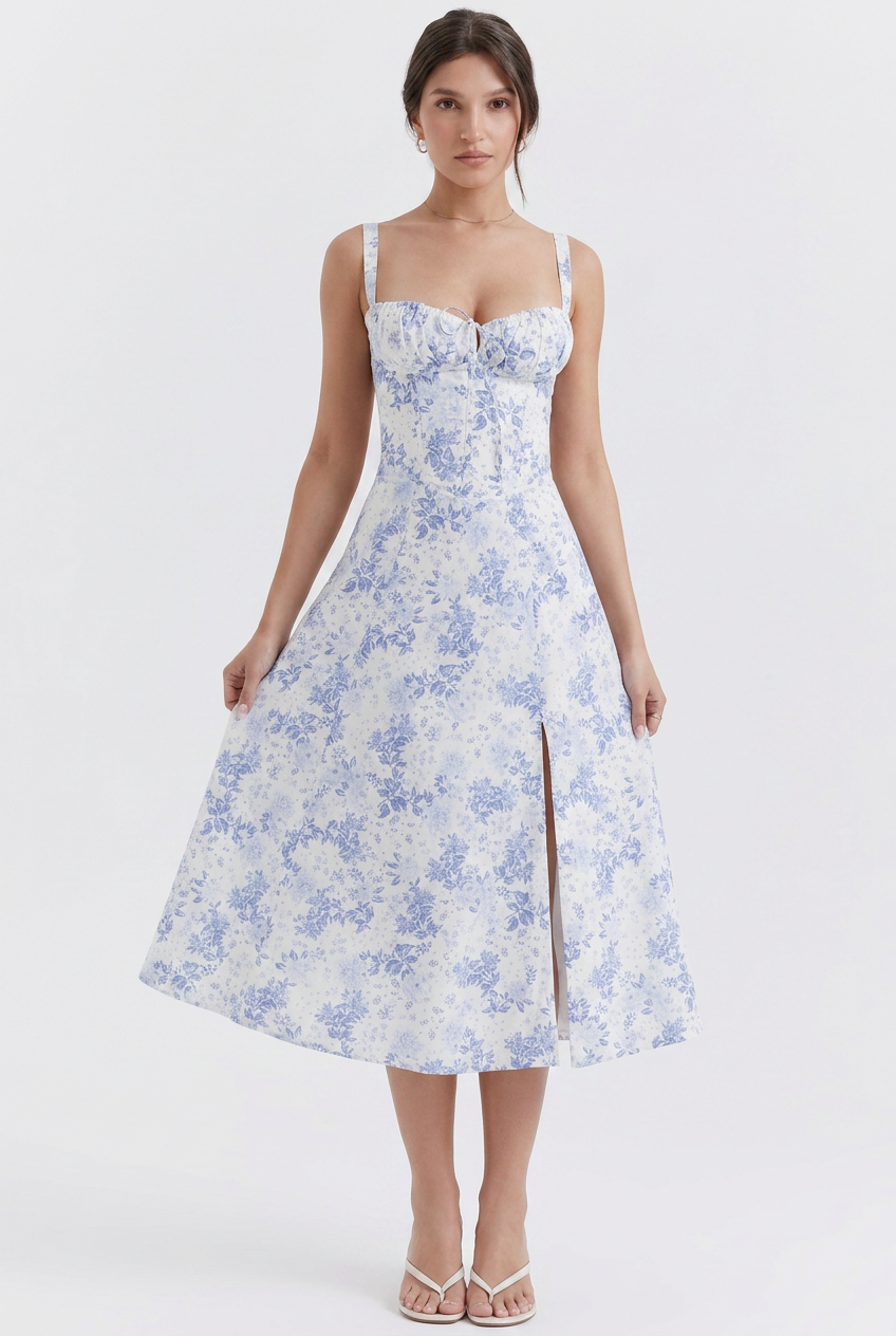 Women’s Sweetheart Neck Sleeveless Summer Dress | Midi - 5
