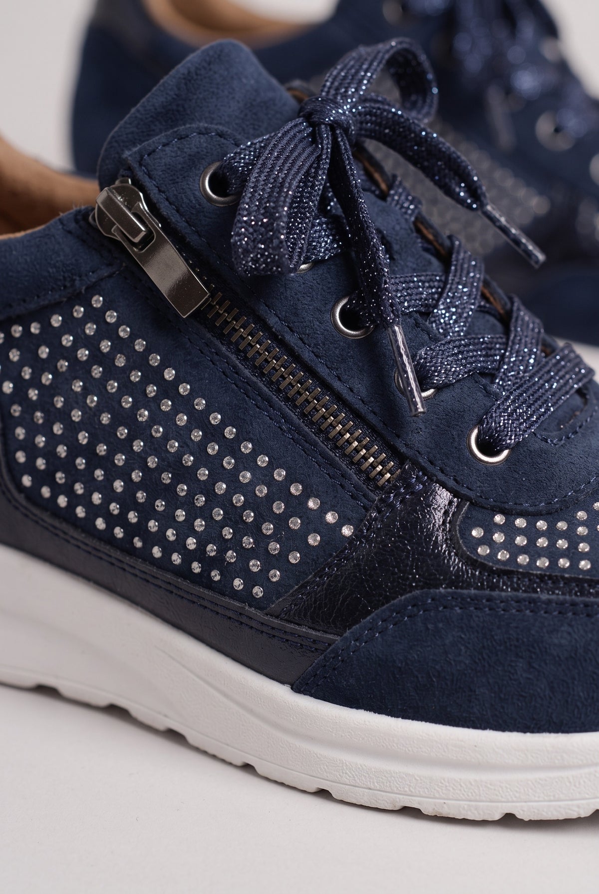Women's Trainers | Embellished Side-Zip - Blue detail