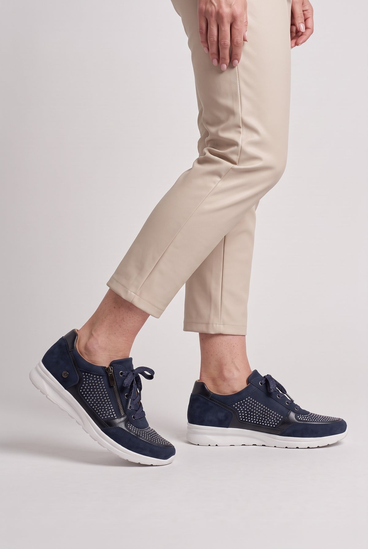 Women's Trainers | Embellished Side-Zip - Blue worn