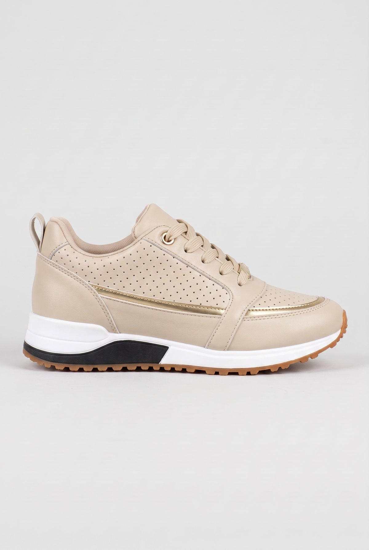 Women's Trainers | Hidden Wedge Lace-Up - Beige