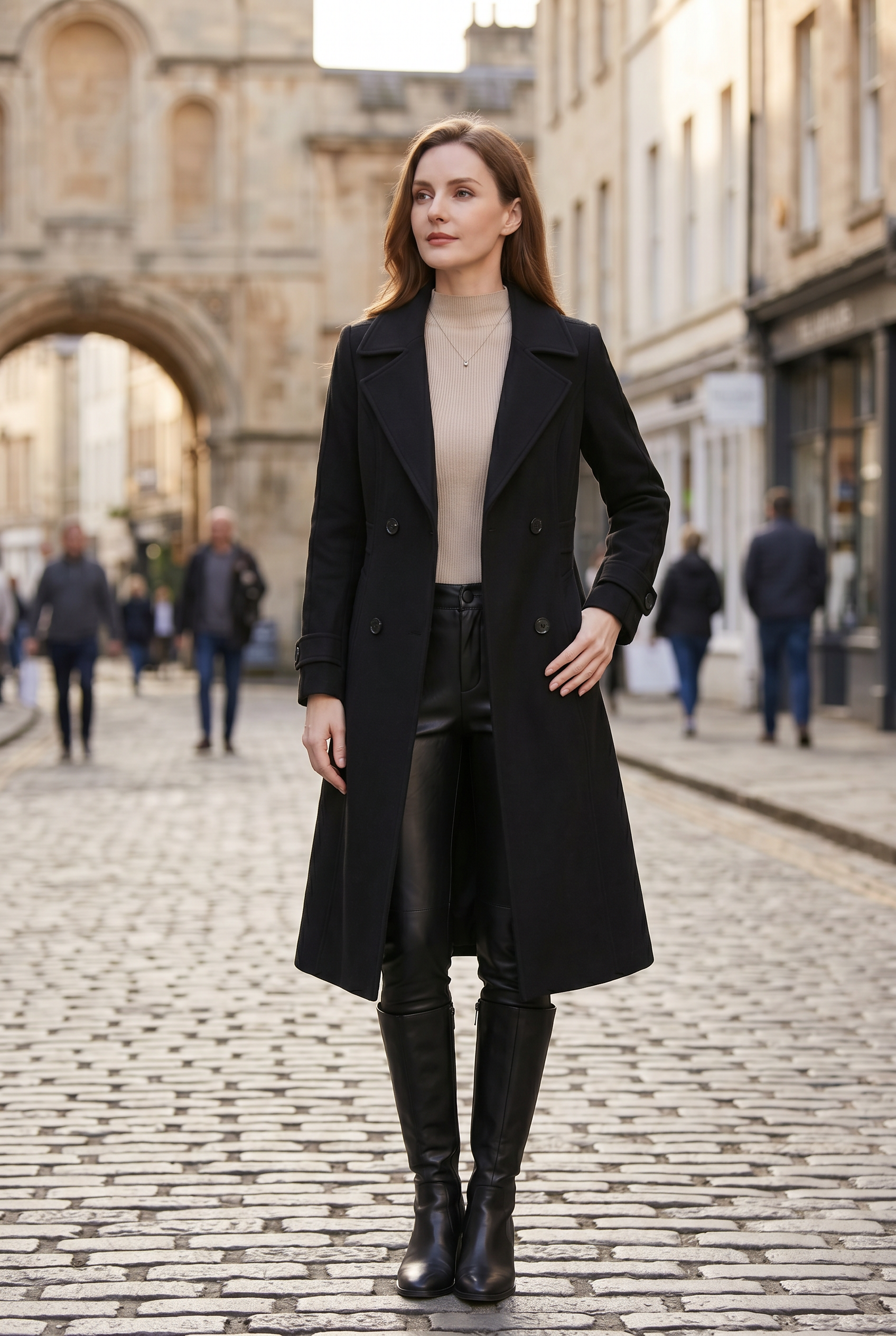 Women's Trench Coat | Double Breasted Longline Style - 4