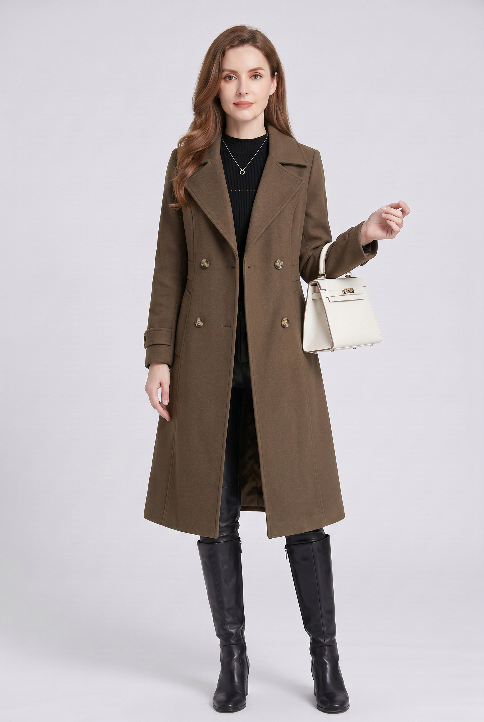Women's Trench Coat | Double Breasted Longline Style - 6