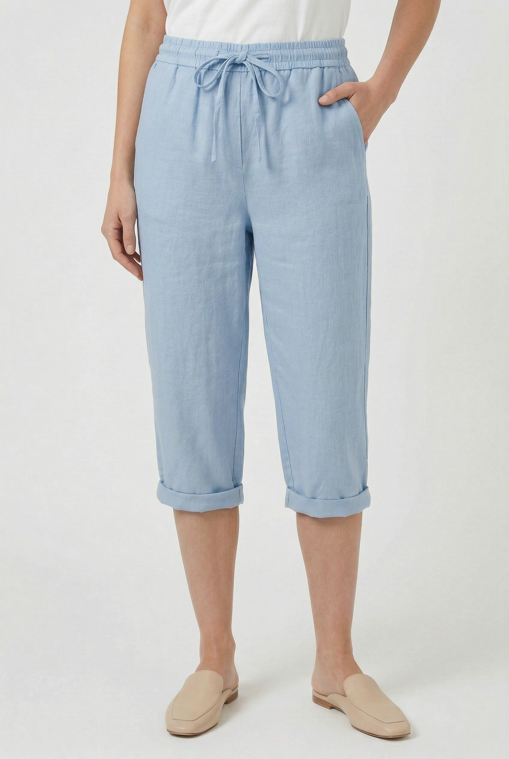 Women’s Trouser | Linen Look with Drawstring - 7