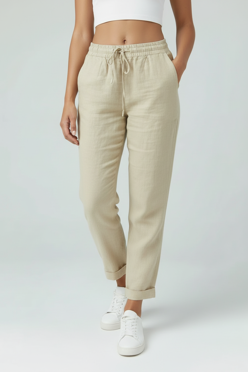 Women’s Trousers | Linen Look with Drawstring - 6