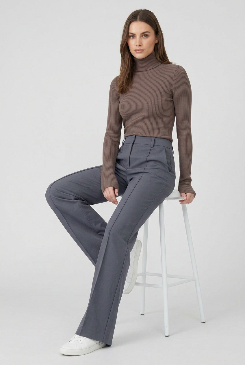 Women's Wide Leg Trousers | High Waist - 9