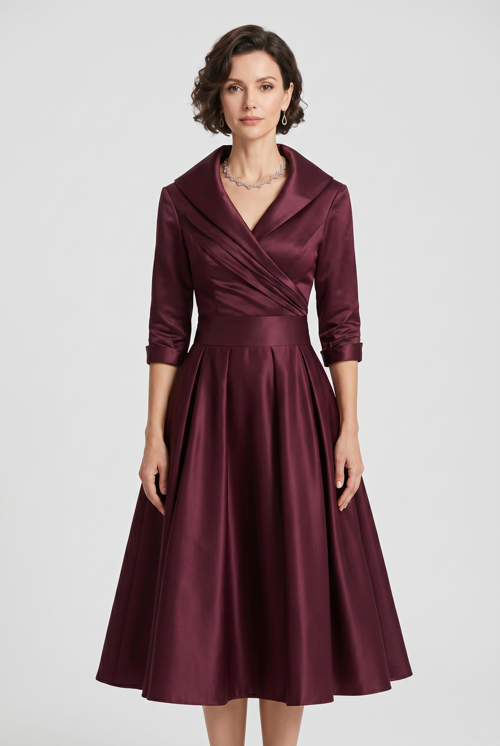 Women's Wrap Midi Wedding Guest Dress | Prom-5