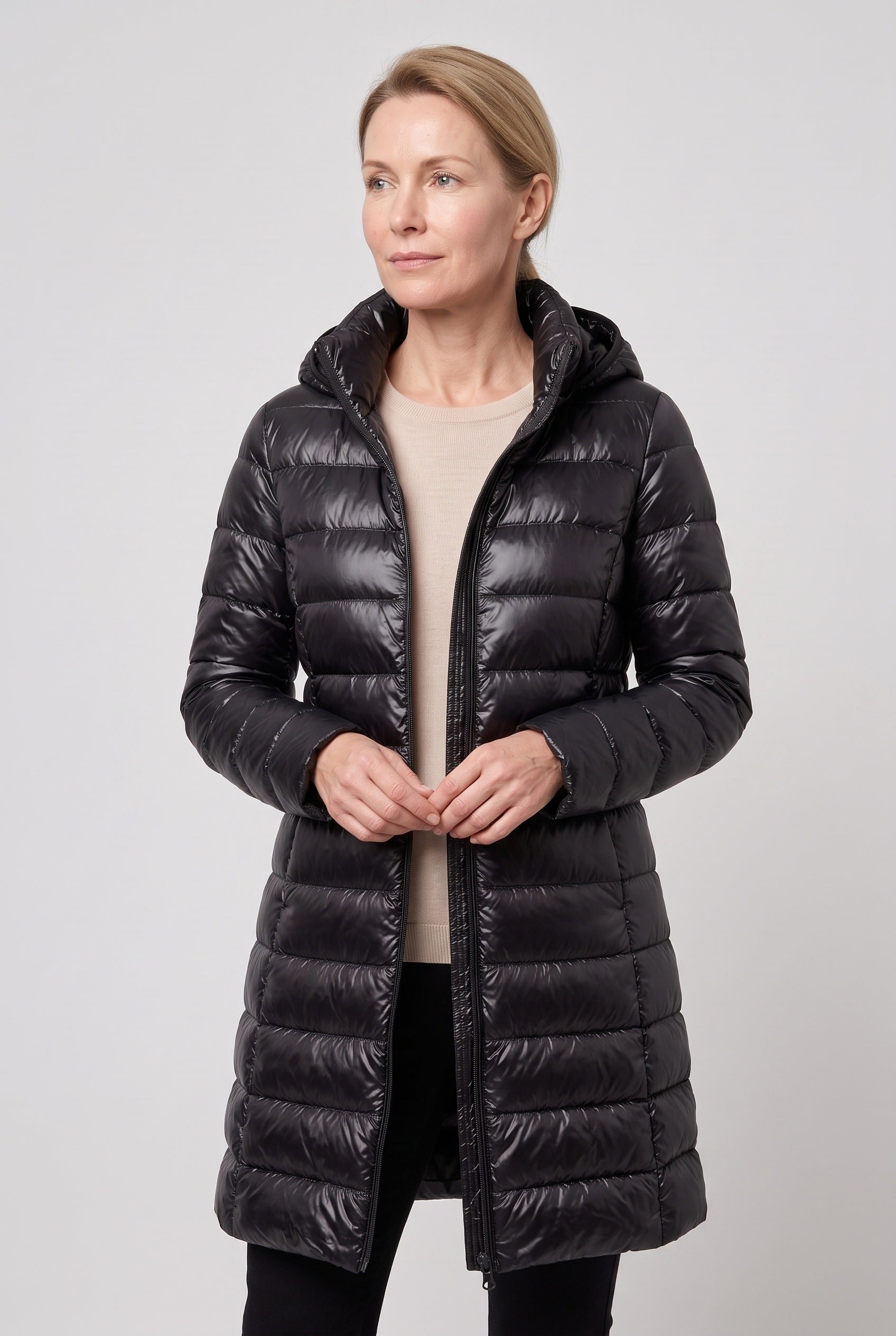 Women's Puffer Jacket | Hooded Longline - 6