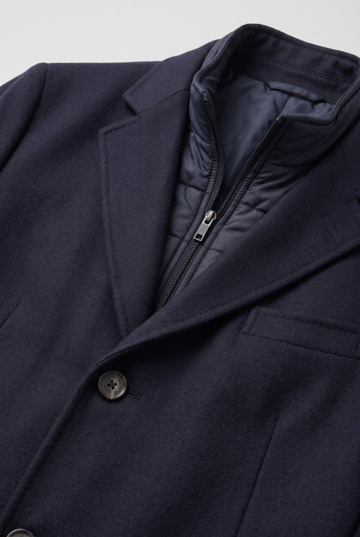 Men's Coat | Single-Breasted Notch Lapel - Navy detail
