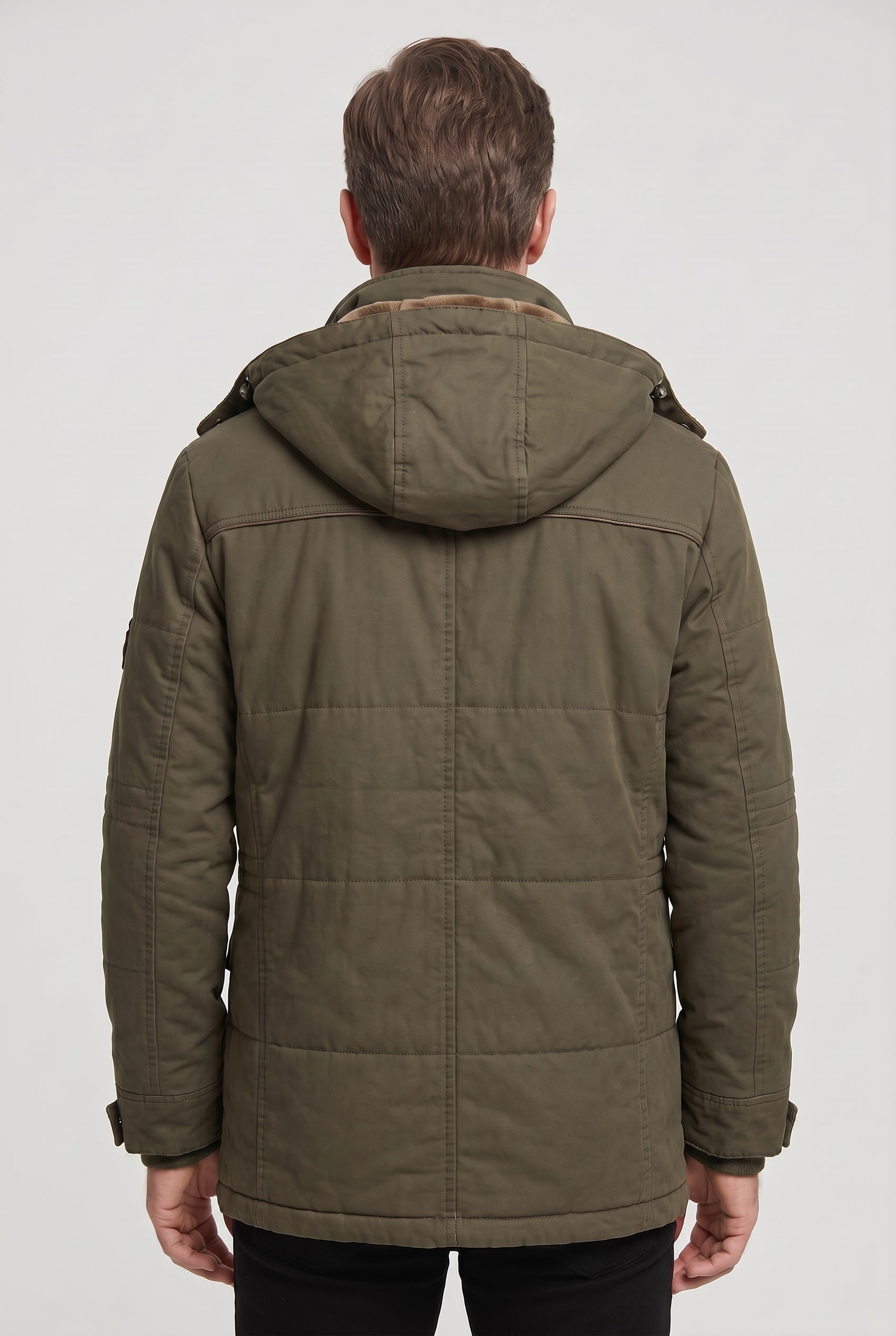 Men's Jacket | Hooded Zip Front - Green back