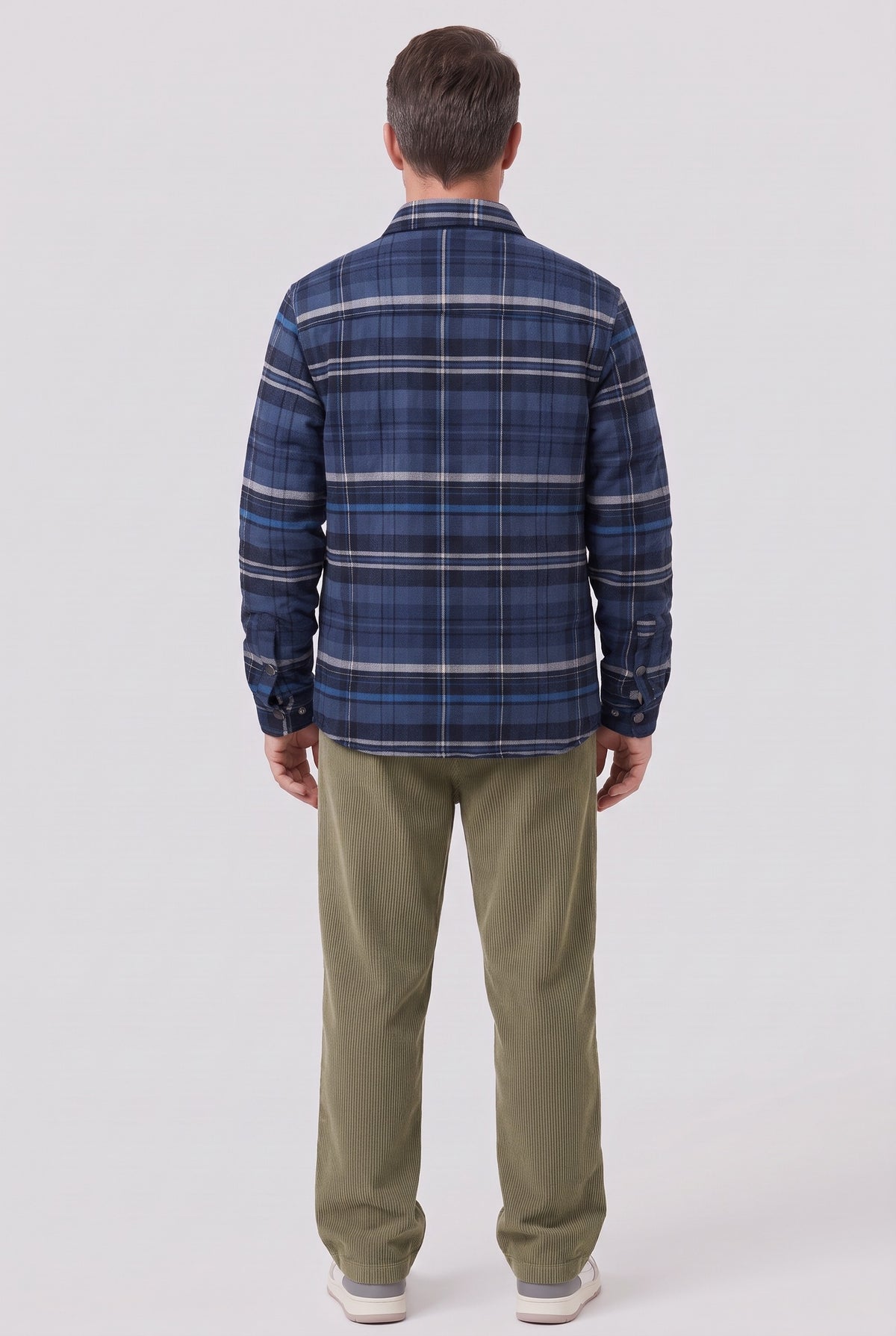 Men's Jacket | Quilted Flannel Check - Blue Grey back