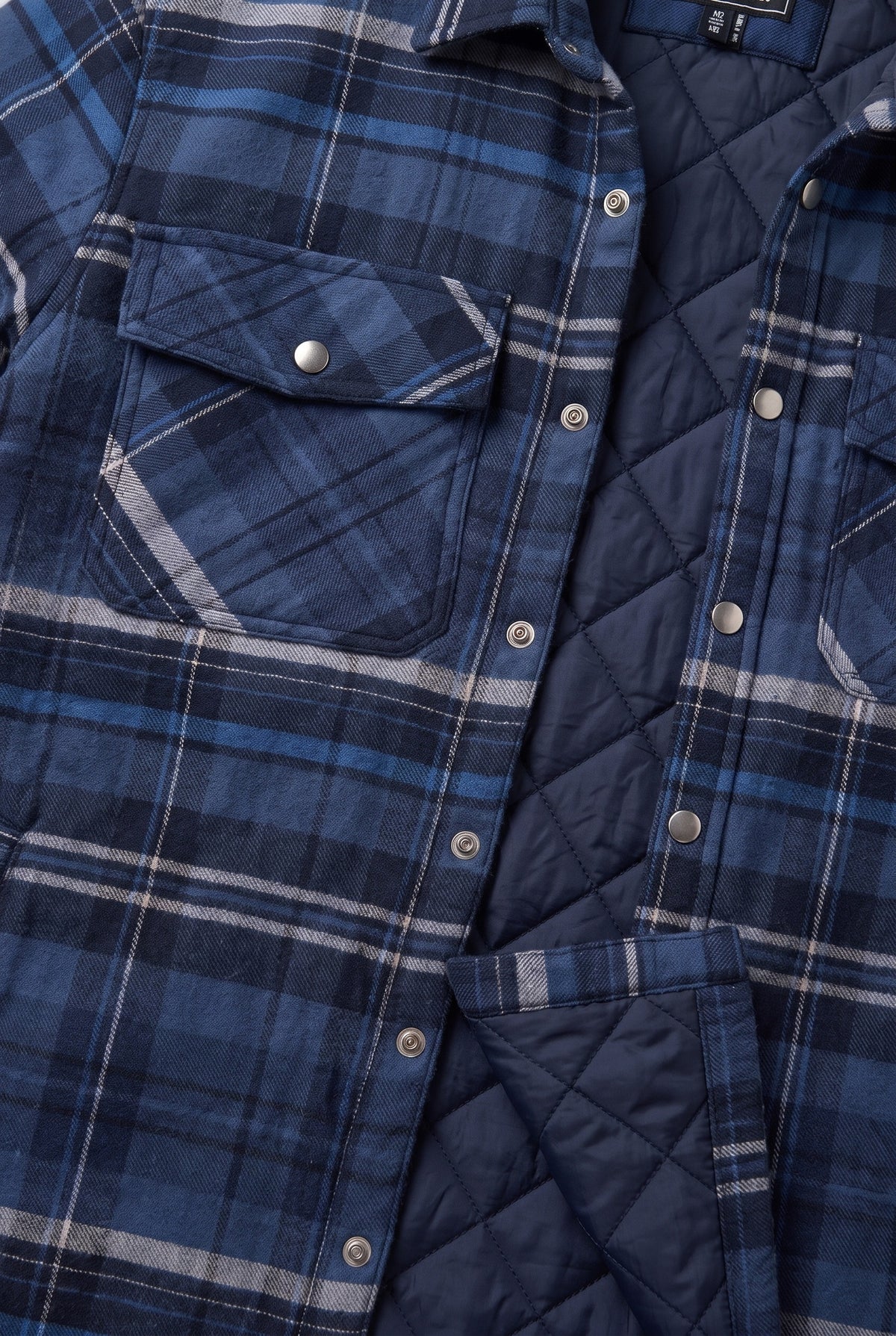 Men's Jacket | Quilted Flannel Check - Blue Grey detail