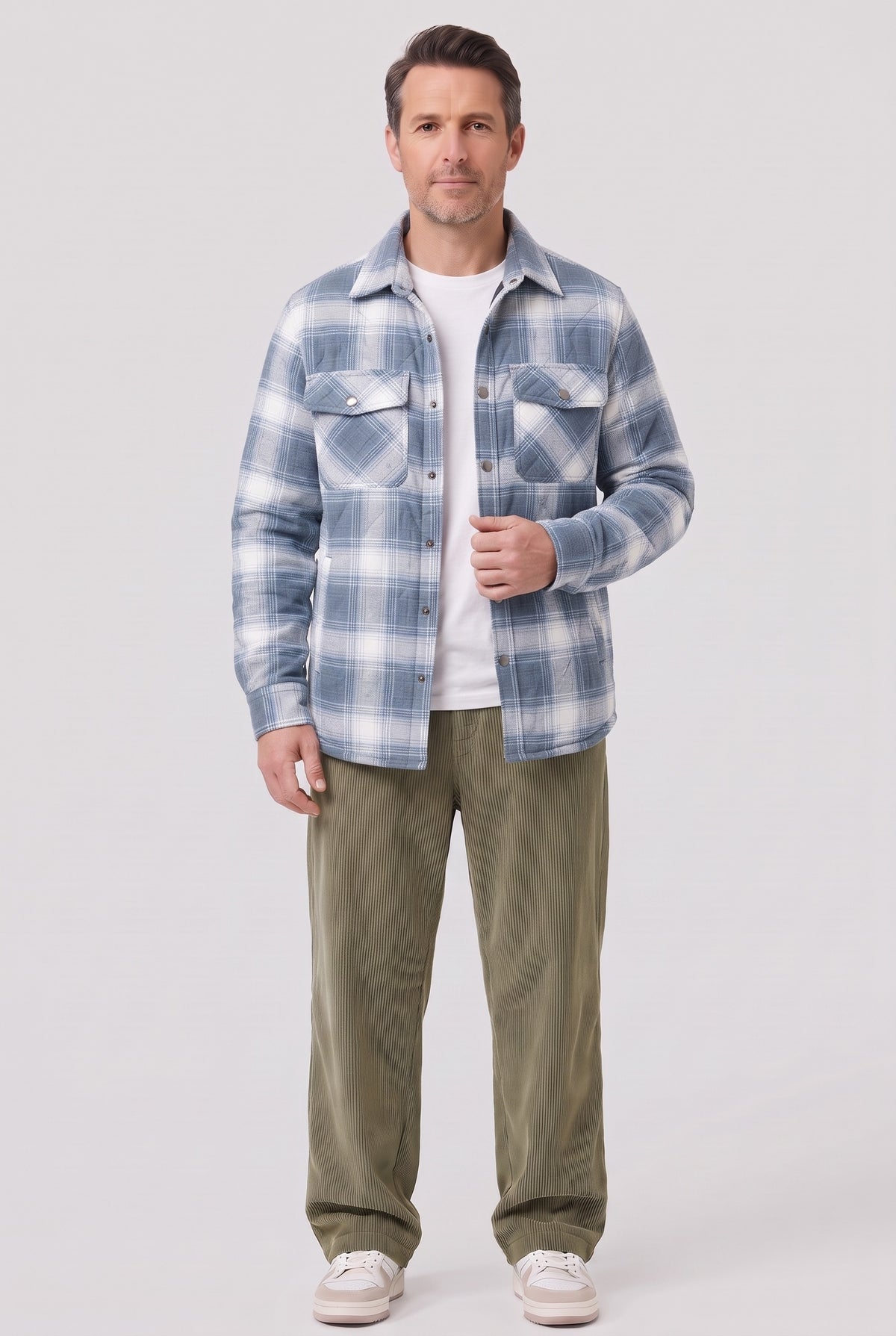 Men's Jacket | Quilted Flannel Check - Blue White