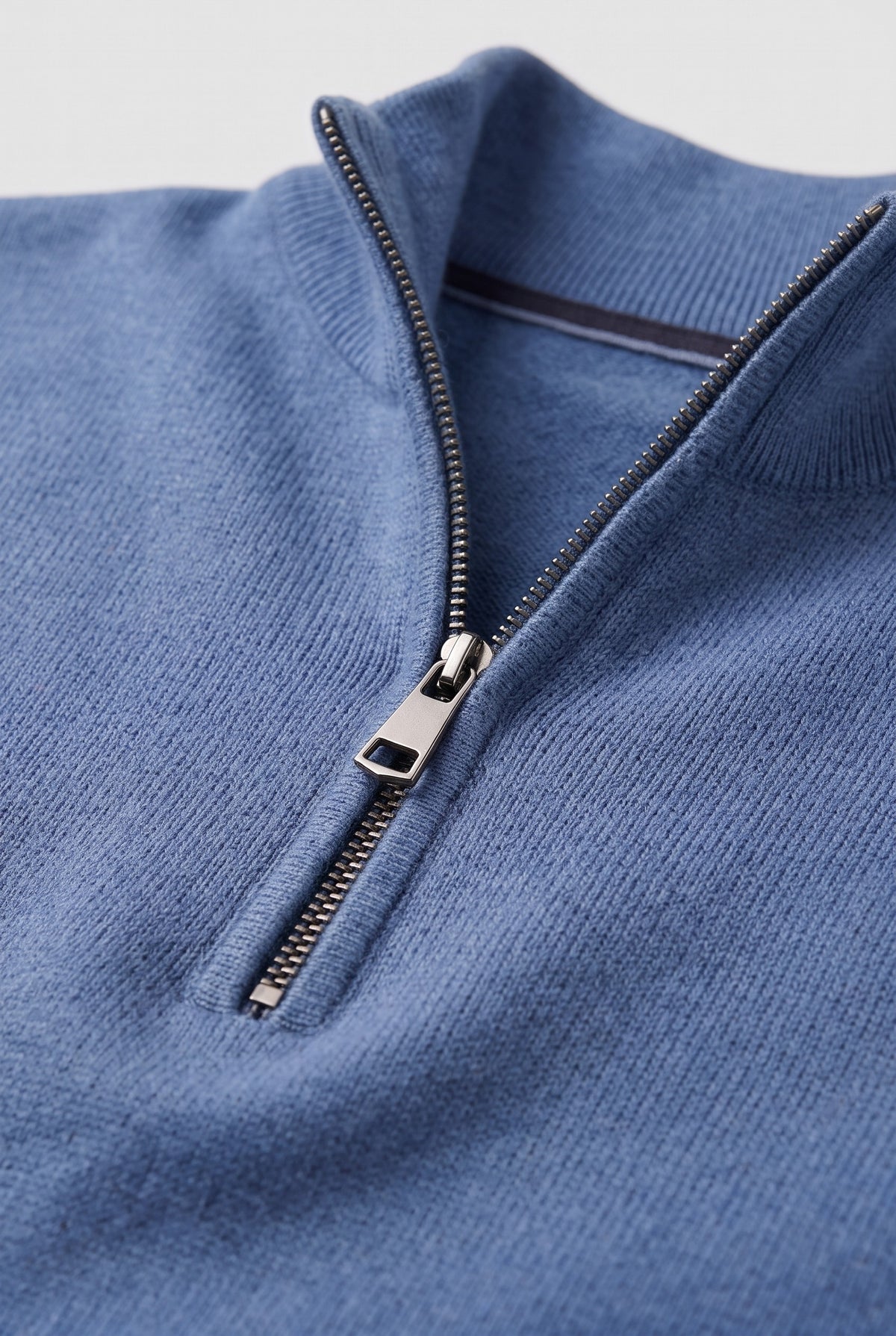 Men's Jumper | Fine Knit Half-Zip - Blue detail