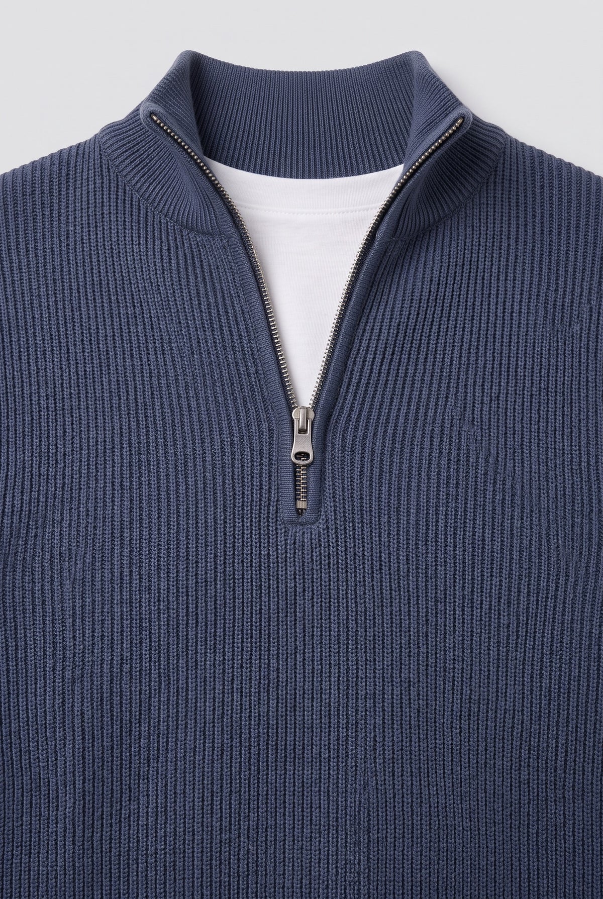 Men's Jumper | Ribbed Half-Zip - Navy detail