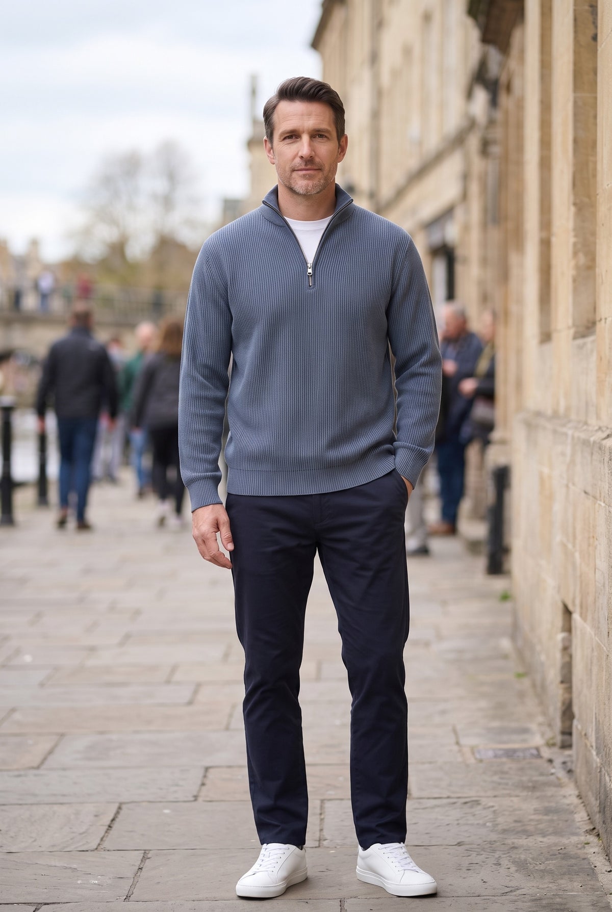 Men's Jumper | Ribbed Half-Zip - Navy lifestyle