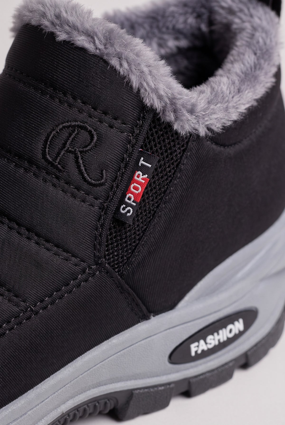Women's Snow Boots | Fur-Lined Slip-On - Black detail