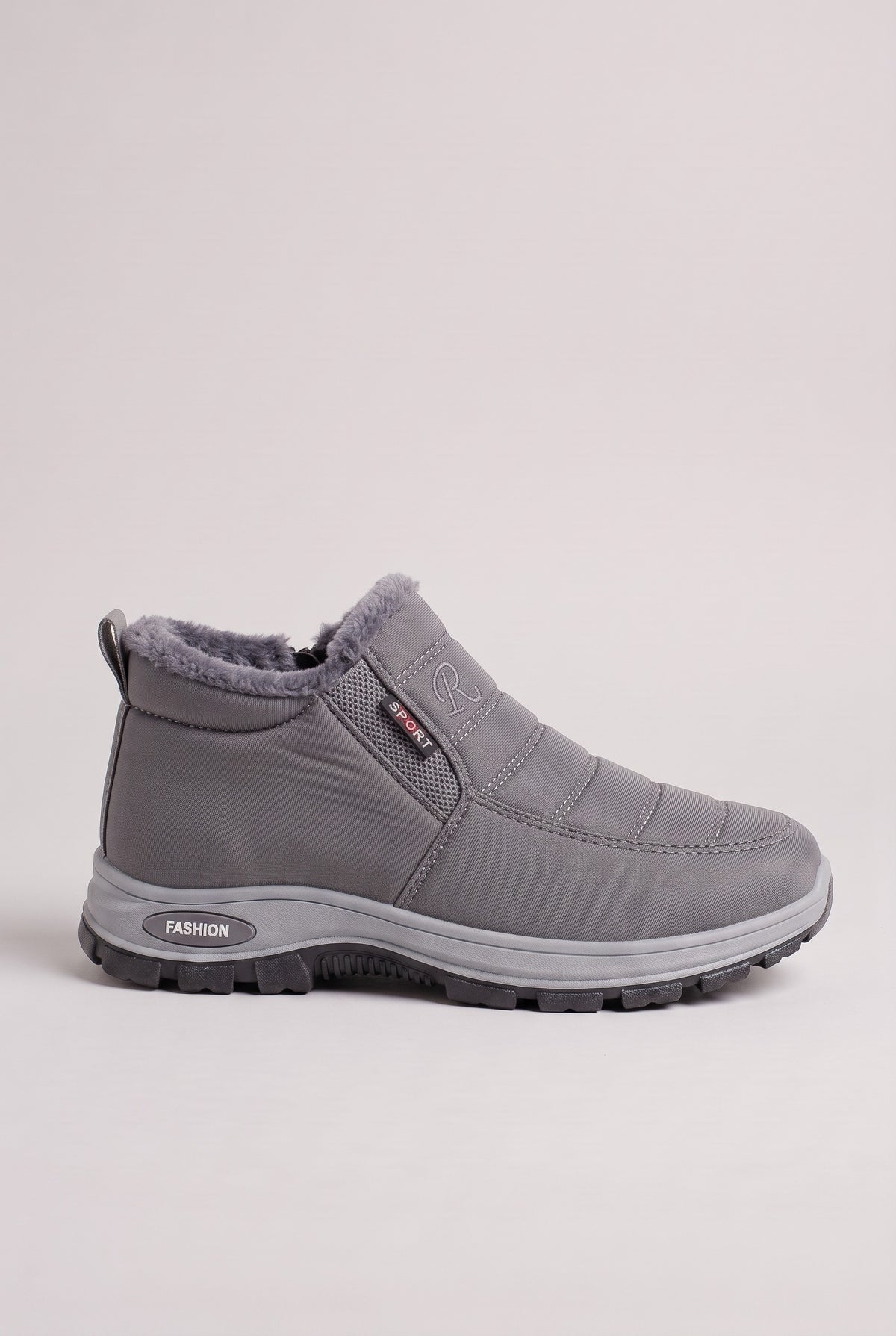 Women's Snow Boots | Fur-Lined Slip-On - Grey