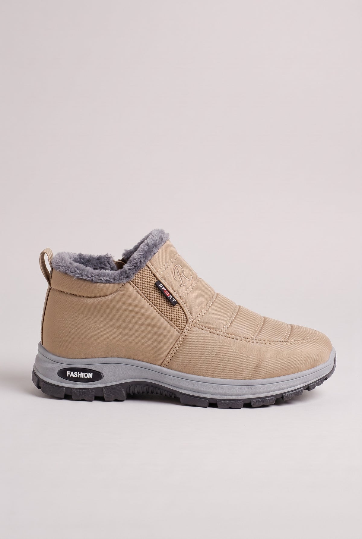 Women's Snow Boots | Fur-Lined Slip-On - Khaki