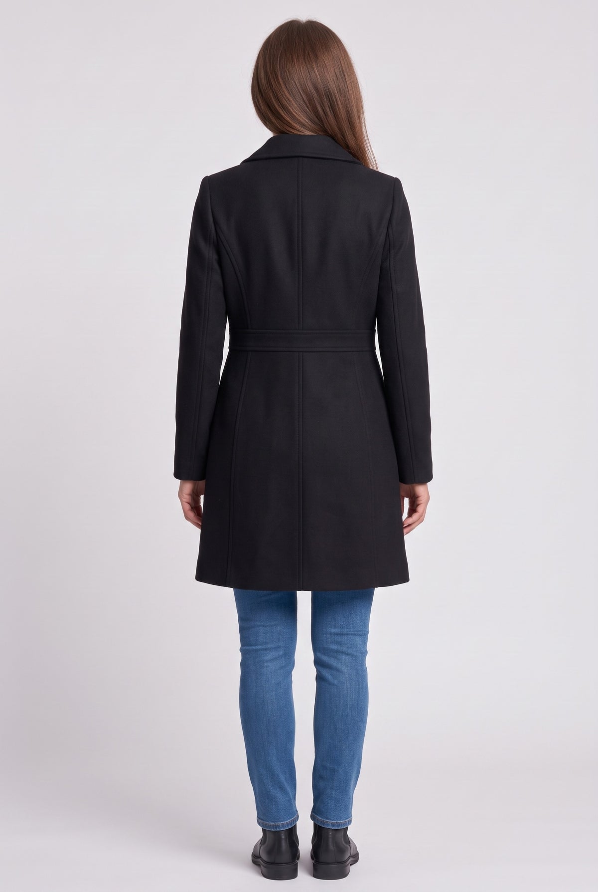 Women's Coat | Fitted Button Placket - Black back