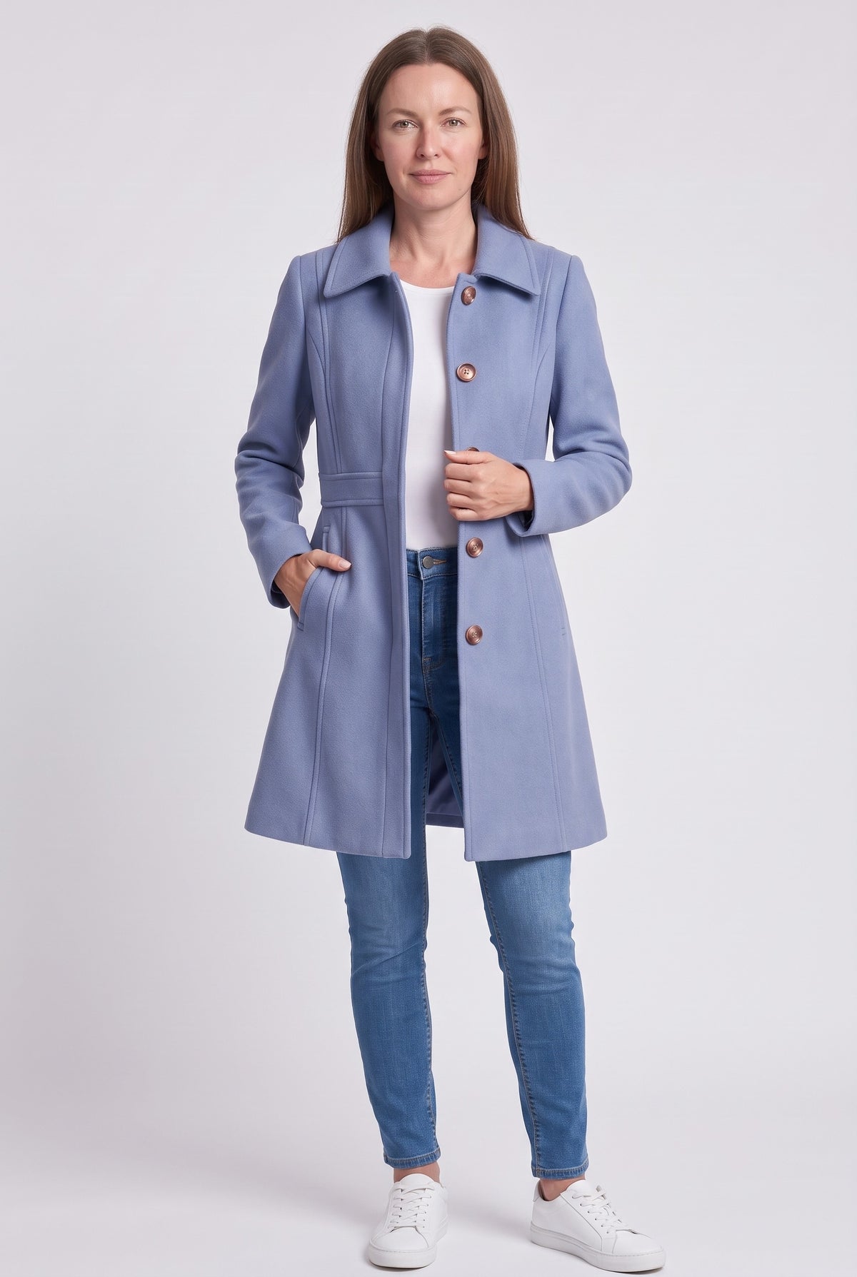 Women's Coat | Fitted Button Placket - Grey