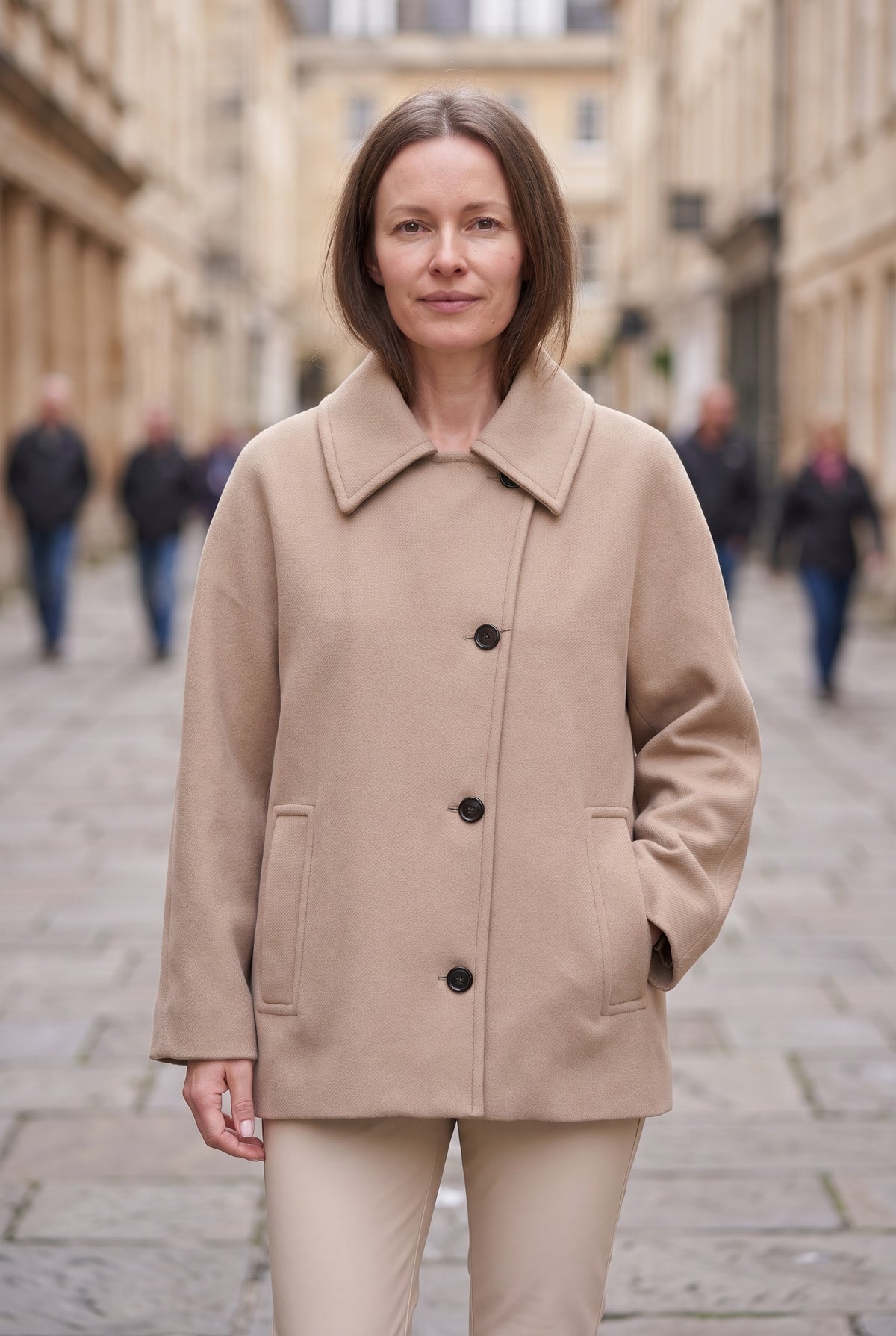 Women's Coat | Oversized Short Lapel - Khaki lifestyle