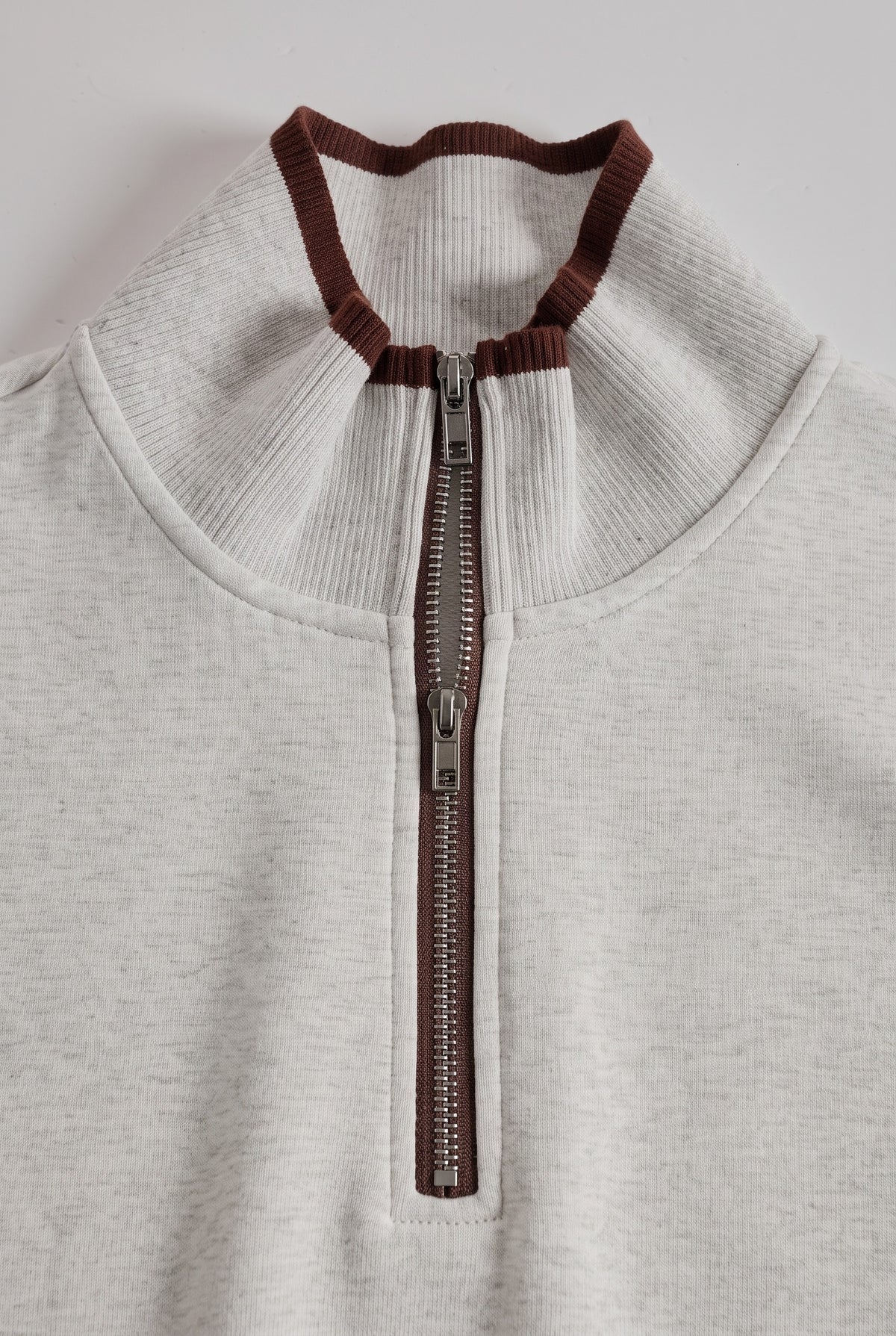 Women's Tracksuit | Half-Zip Wide Leg Set - Grey White detail