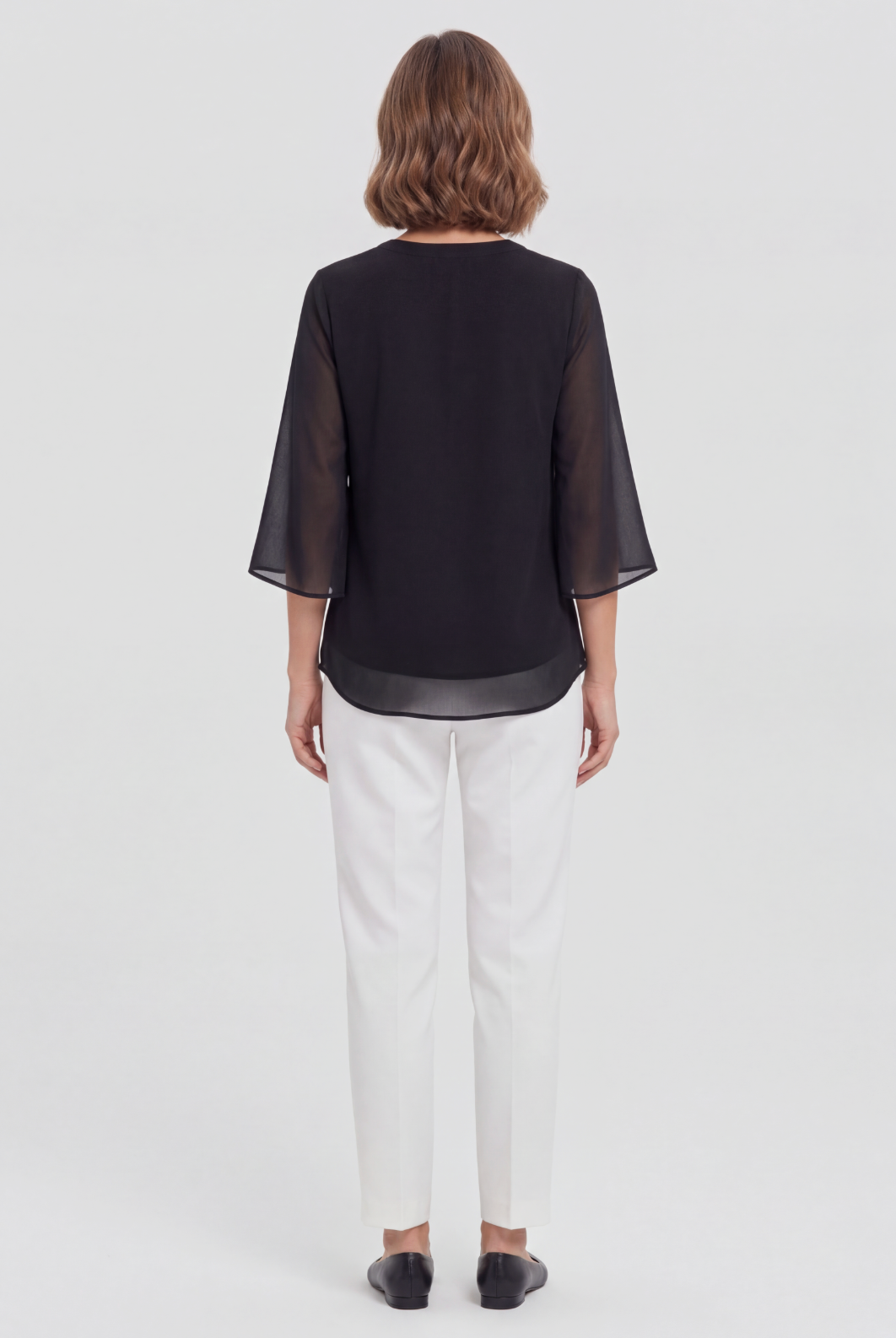 Going Out Top | Notch Neck with Sheer Split Sleeves - 2