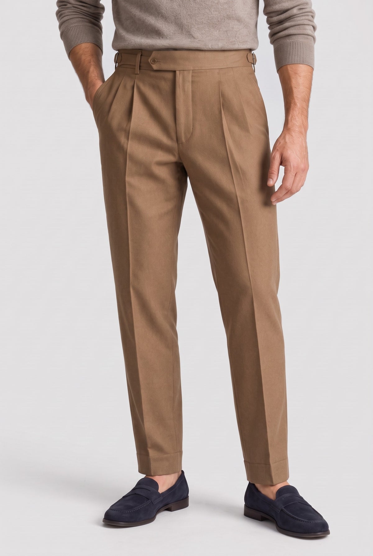 Men’s Trousers | Pleated Tailored Fit - Brown