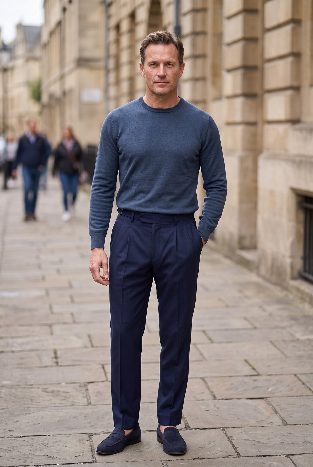 Men’s Trousers | Pleated Tailored Fit - Navy lifestyle