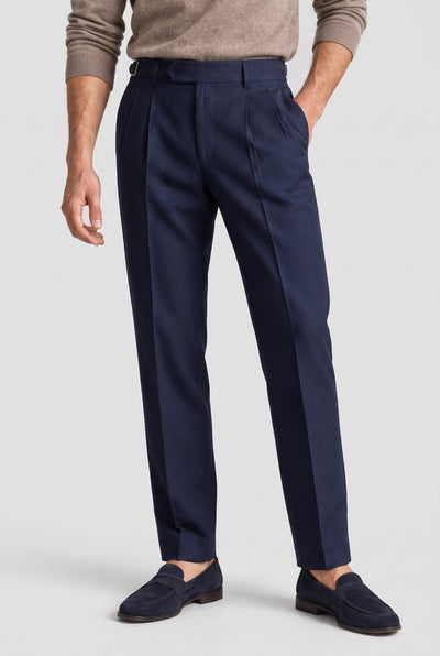 Men’s Trousers | Pleated Tailored Fit - Navy