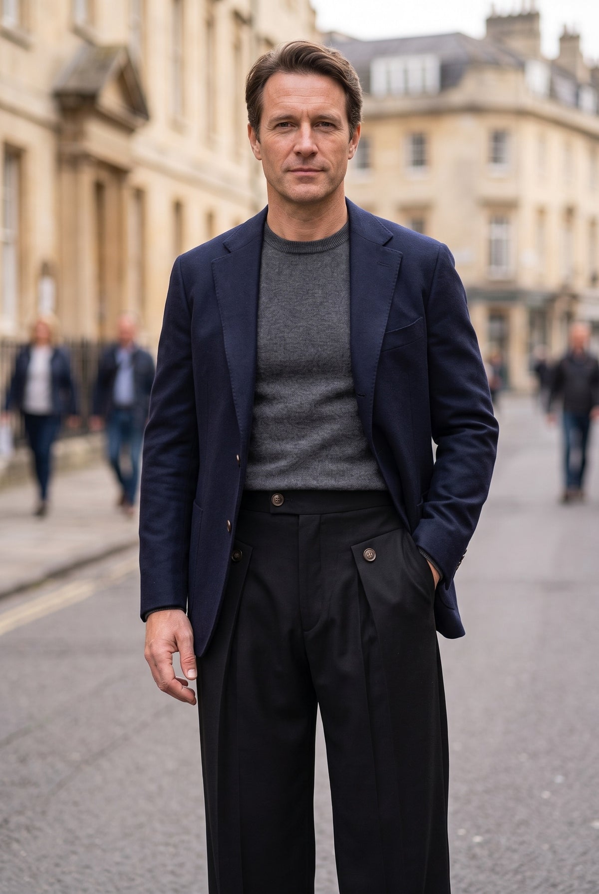 Men’s Wide Leg Trousers | Pleated Front - Black lifestyle