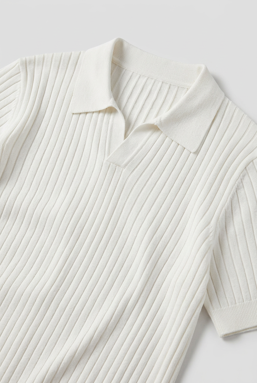 Men Collared Short Sleeve Ribbed Polo Shirt | Slim Fit - 3