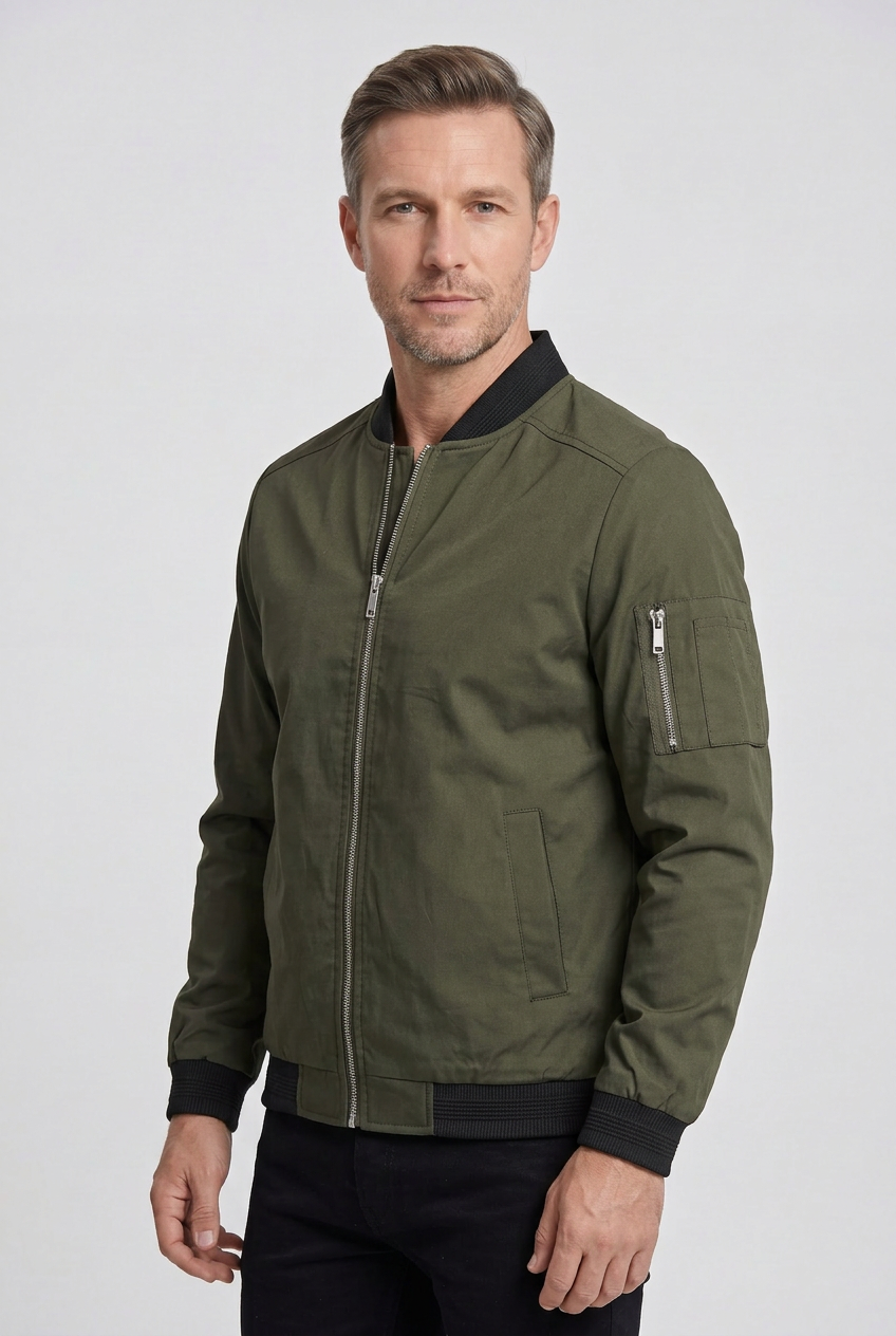 Men’s Bomber Jacket | with Zip Sleeve Pocket - 10