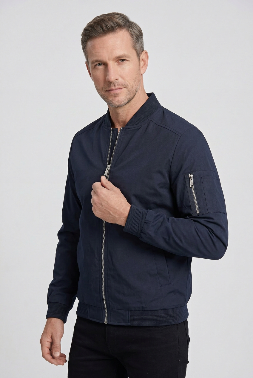 Men’s Bomber Jacket | with Zip Sleeve Pocket - 7